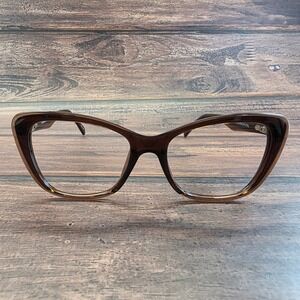 Enhance 4165 Brown Crystal Cat Eye Eyeglass Frames 53/18/145 Womens